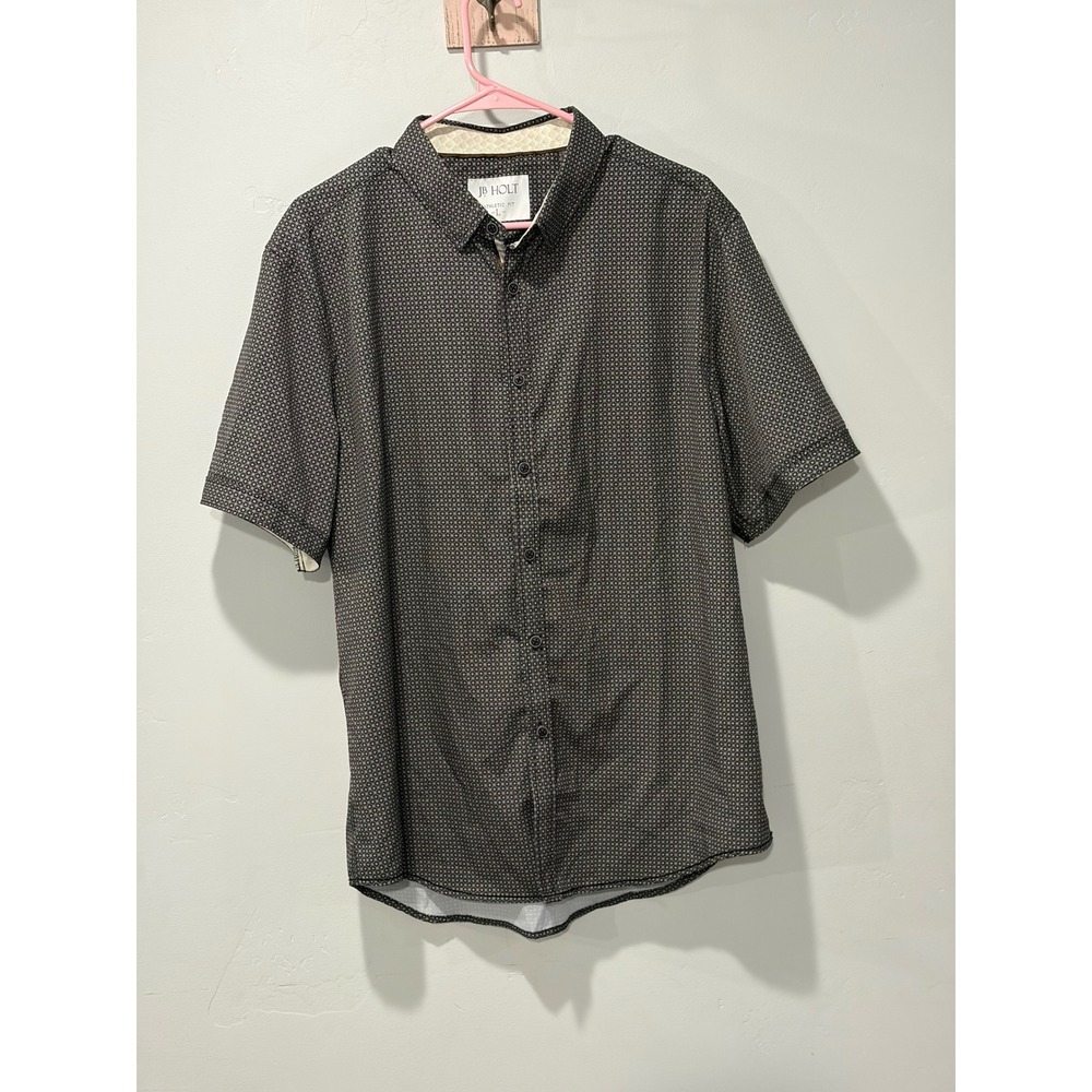JB Holt Mens Athletic Fit Short Sleeve Button Down Shirt Geometric JB3B3FPW L